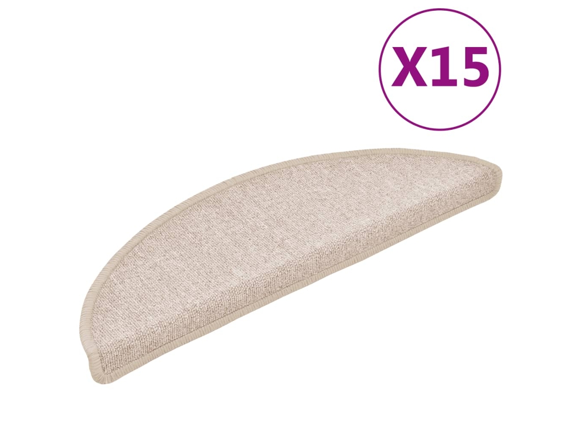 Conjunto de 15 Tapetes de Escada Cinza Claro Semicircular MAISON EXCLUSIVE (56x17x3 cm)