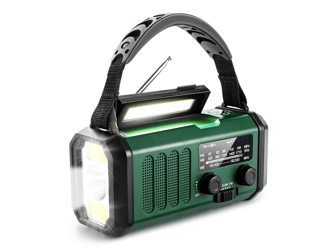 Rádio Portátil de Emergência com Energia Solar, Am/fm, Meteorológico, Alarme Sos, Lâmpada Led, À Prova D' Água e Atividades Ao Ar Livre AQUAFORGE