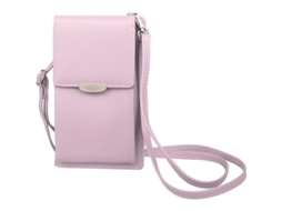 2026 bolsa Cruzada Pequeña de Couro para Mulher com Porta cartões e Compartimento para Telefone Celular Rosa