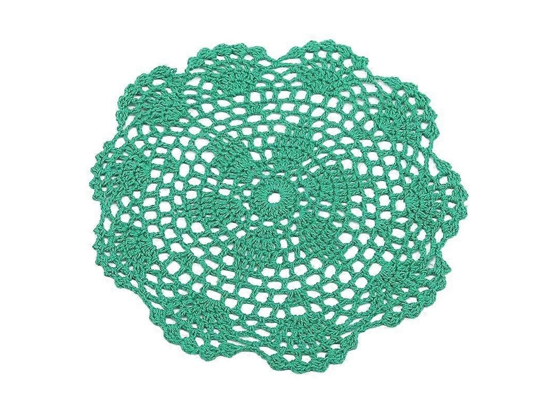 Toalha de Mesa Tecida à Mão em Algodão com Desenho Floral 21cm Verde