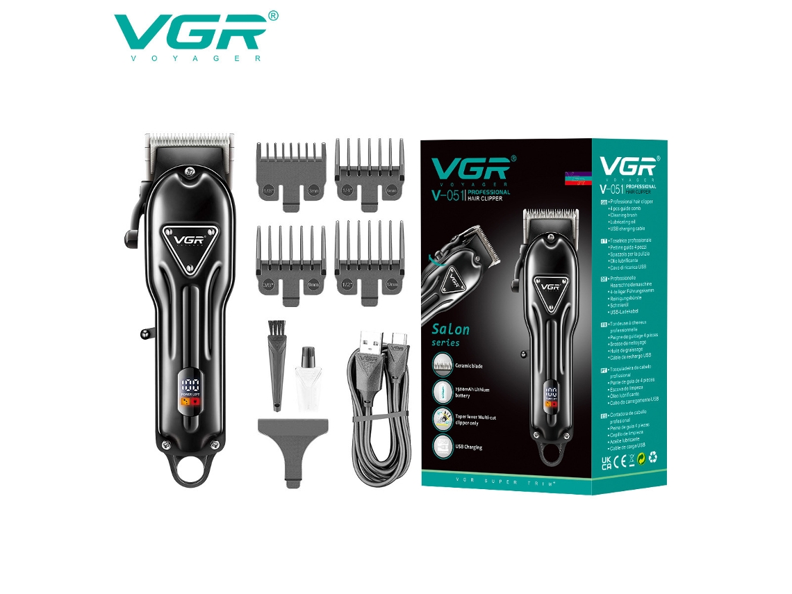 Máquina De Cortar Cabelo Elétrica Recarregável Com Visor Digital Para Barbear.