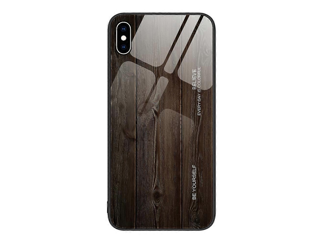 Capa Protetora De Vidro Com Textura De Madeira Para Iphone Xs Max