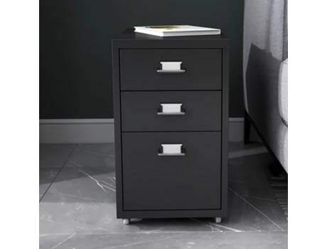 Pedestal móvel Kökar incl. porta-etiquetas em aço 48 x 28 x 28 x 41 cm - Preto