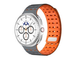 Bracelete para Samsung Galaxy Watch 8 / 8 Classic Silicone Magnético Respirável Cinza e Laranja XIAOMOYU