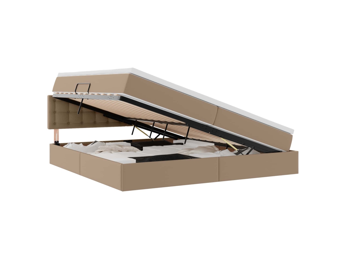 Cama com Arrumação e Led MAISON EXCLUSIVE 200 X 200 Cm Cinzento claro