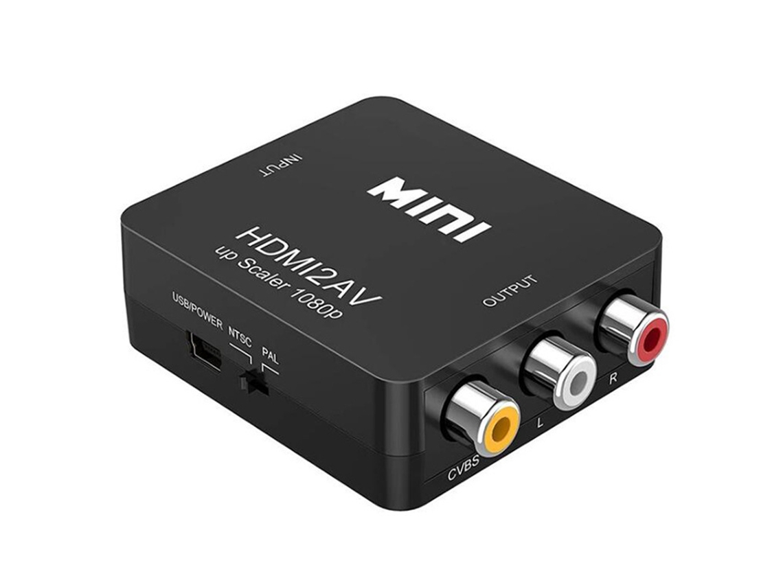 Conversor Hdmi para Av Preto 1080p Pal/ntsc Alimentação Usb Liga Aparelhos Hdmi a Tv Rca YANYXR