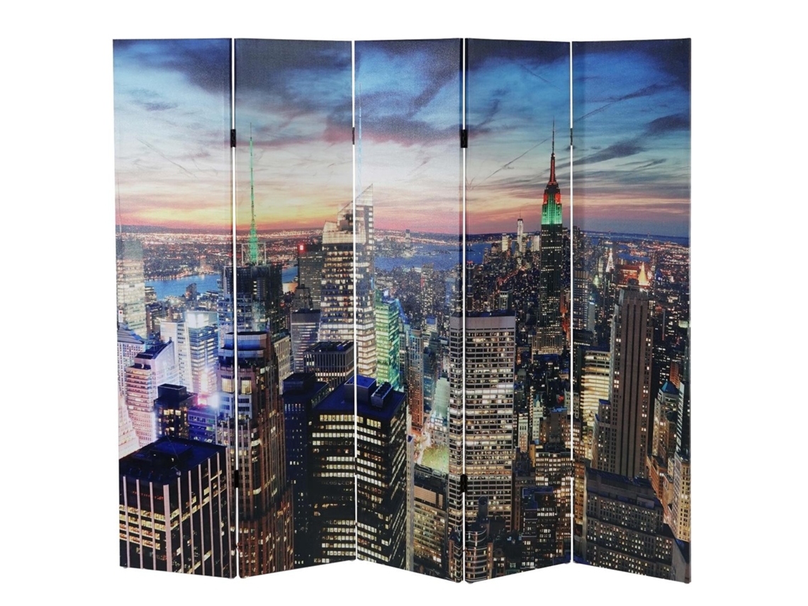 Divisória de Ambientes com 5 Painéis e 30 LEDs, 180x200cm, Estampa Nova York Par04021