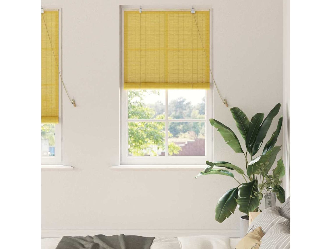 Vidaxl Estores De Rolo Amarelo 90 X 220 Cm Bambu