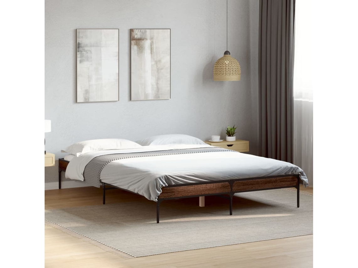Vidaxl Estrutura De Cama 135x190cm Derivados Madeira/metal