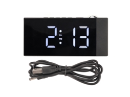 Reloj Despertador Digital Proyección 180° Rotación Brillo Ajustable Carga Usb Luz Blanca Led