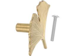 Puxador Inoomp Em Latão Dourado, Formato De Folha Ginkgo, Superfície Resistente A Riscos, Design Elegante E Moderno Para