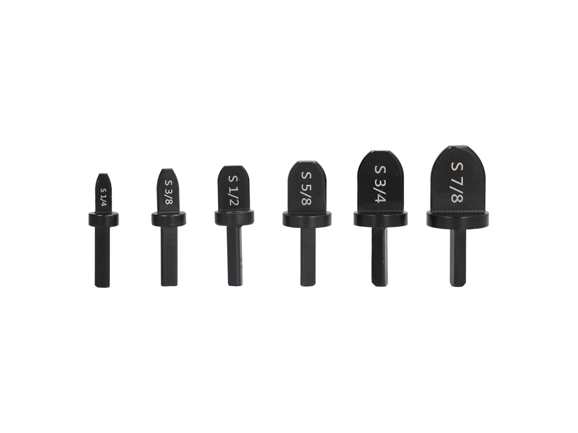 Conjunto de 6 brocas para rebitagem com cabo triangular para expansão de tubos e canos.