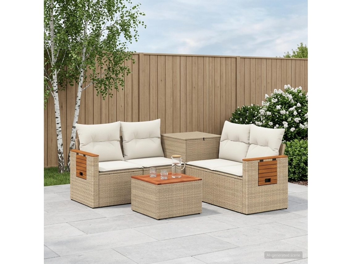 Vidaxl Conjunto De Sofás 6 Unid. Bege E Branco Creme