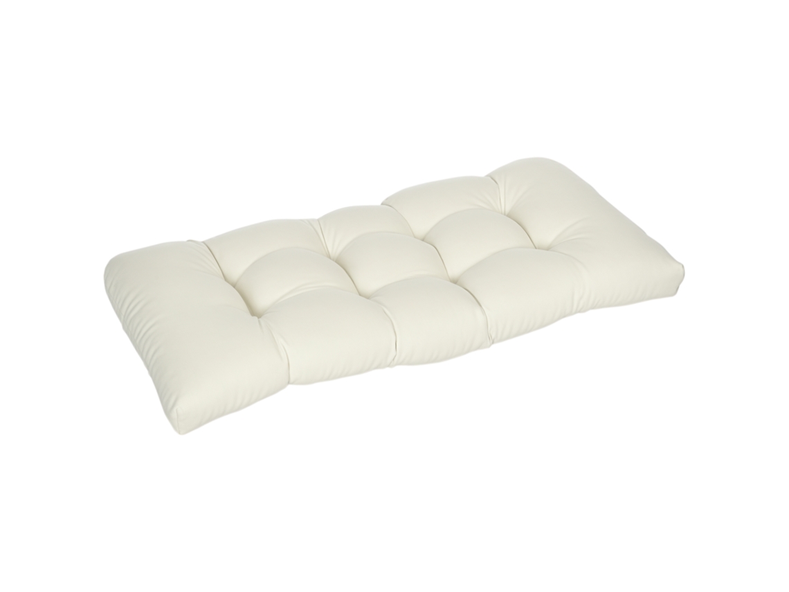 Almofada para Bancos de 2 Lugares Almofada Retangular para Interiores e Exteriores Lavável 110x48x8cm Creme Ge
