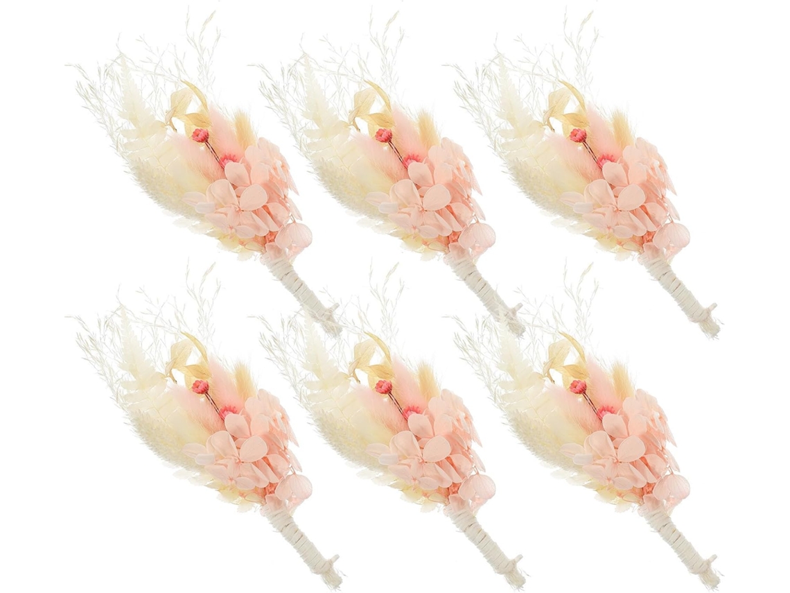 Conjunto De 6 Mini Buquês Rústicos De Flores Secas Em Formato De Rosa, Para Decoração De Casamento E Complementos.