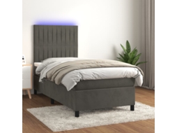 Vidaxl Cama Box Spring C/ Colchão/led 90x190 Cm Veludo Cinzento-escuro