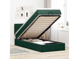 Vidaxl Estrutura De Cama Otomana Colchão 90x200 Cm Veludo Verde Escuro