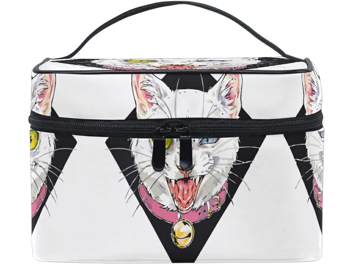 Nécessaire Bolsa de Maquiagem com Zíper Kitter Estampa Gato Preto Tecido Zíper Viagens | S/MARCA