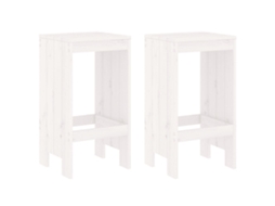 Conjunto de Bancos de Bar 2 Peças Madeira de Pinho Maciça Branco MAISON EXCLUSIVE (40x36x75 cm)