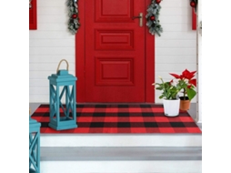 Tapete de Natal 60x130cm Xadrez Preto e Vermelho S/MARCA