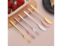 Garfos De Frutas E Bolo Em Aço Inox 5 Peças