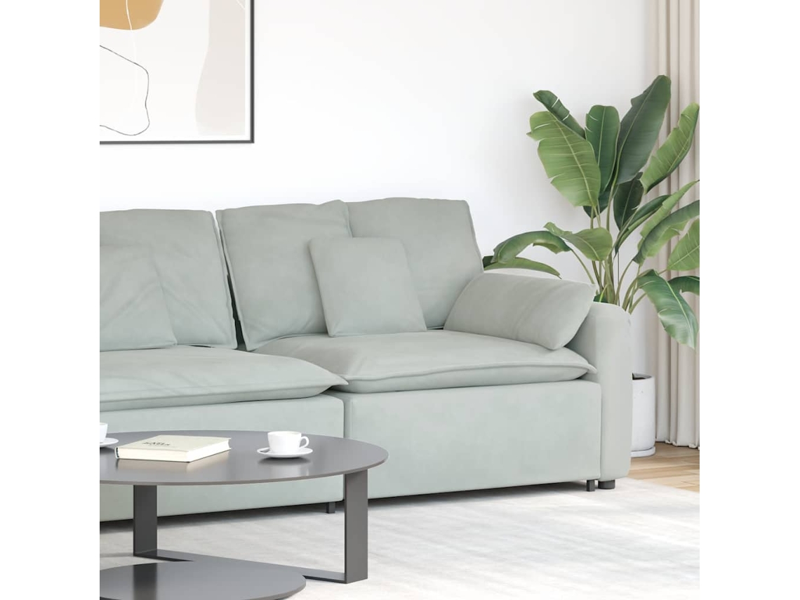 Vidaxl Módulo De Extremidade De Apoio De Braço Para Sofá Modular Com Almofadas, Cinza Claro, 100 Cm