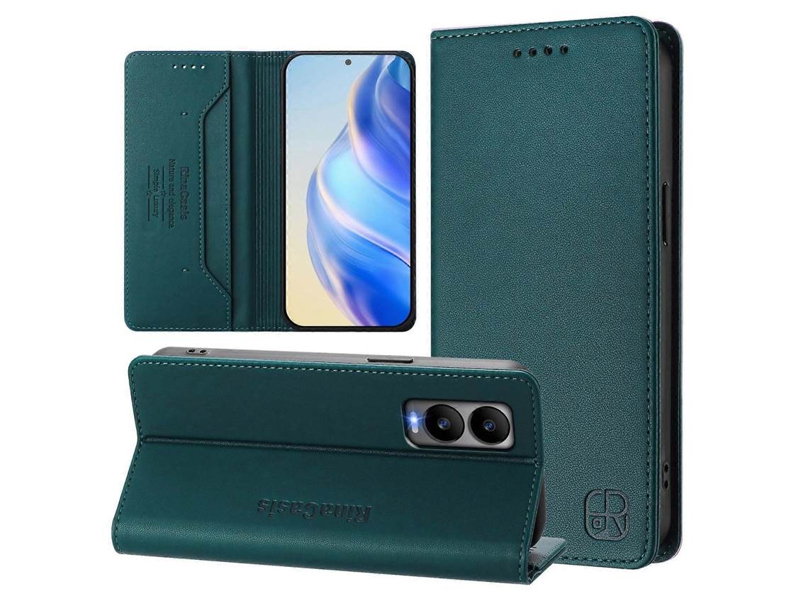 Capa De Couro Para Celular Rc01 Com Dupla Dobra Magnética E Rfid
