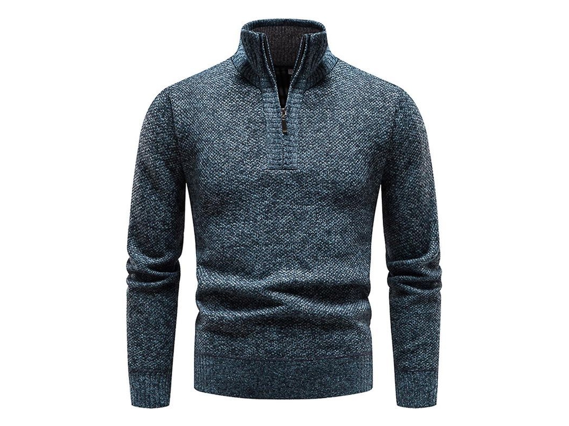 Fasst suéter Hombre Mystdiy Con Cremallera Casual de Punto Pullover Cuello Alto Manga Larga Forrado de Terciopelo