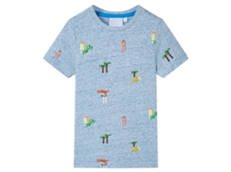 T-shirt Para Criança Azul Mesclado 128