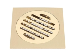 Ralo de piso quadrado de latão de 10x10 cm com filtro anti-cabelo e anti-impressão digital para chuveiro, cozinha e banheiro.