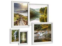 Conjunto De Pinturas Paisagens Naturais Cachoeiras Trilhas Florestais Espelharte (5 Peças)