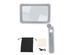Mali lupa Retangular 4x com Luz 3 Modos Led Controle Tático Ergonômica Mão para Idosos Leitura