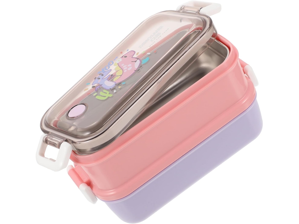 Marmita Bento De Aço Inoxidável Com Dupla Camada, Recipiente Portátil Para Armazenar Frutas E Legumes, Design De Desenho