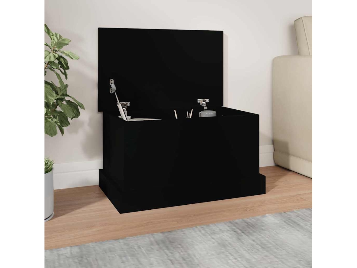 Vidaxl Caixa De Arrumação 50x30x28 Cm Derivados De Madeira Preto