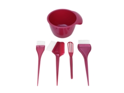 Kit Profissional De Tinta Para Cabelo Com Taça E Pincel - Ferramentas De Mechas Diy - Cor Vinho Vermelho