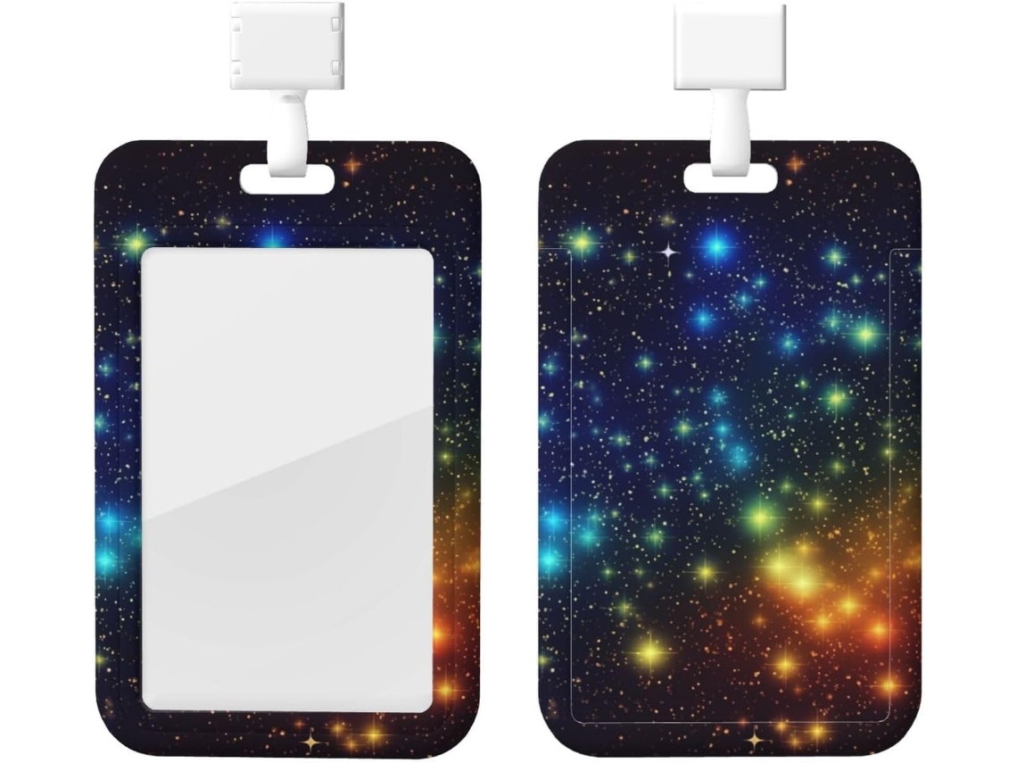 Porta Crachá Com Estampa De Estrelas E Cordão, Capa Protetora Impermeável De Plástico Crachá, Ideal