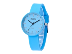 Relógio Infantil Cute Simples com Pulseira de Silicone Mostrador Analógico Quartzo Azul Céu