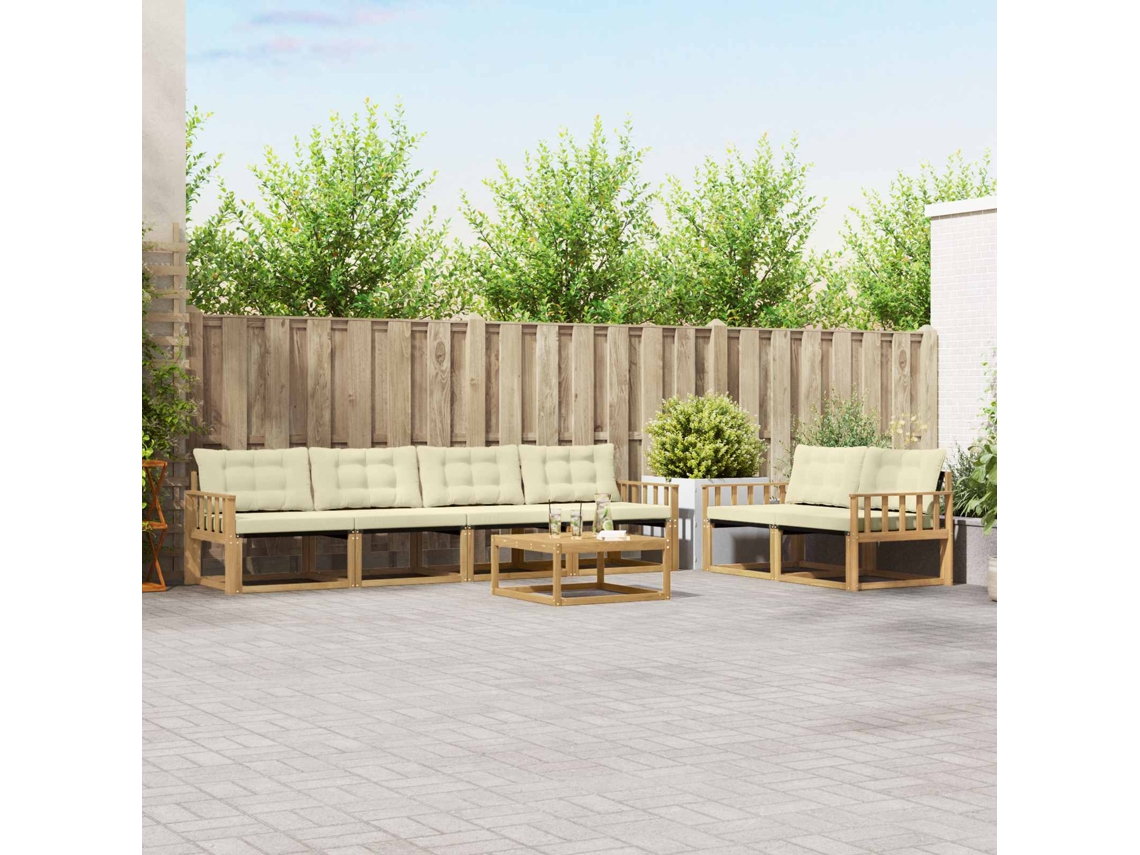 Vidaxl Conjunto De Sofás Para Exterior 7 Unid. Branco E Creme