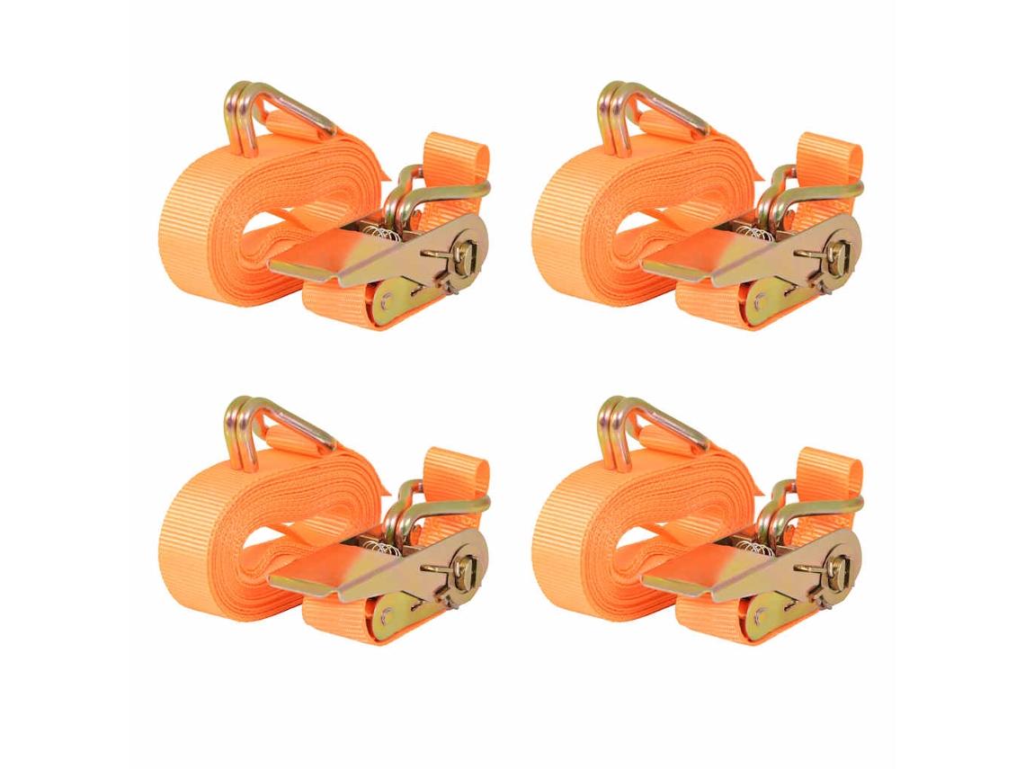 Vidaxl Cintas De Fixação C/ Roquete 4pcs 0,4 Toneladas 6mx25mm Laranja