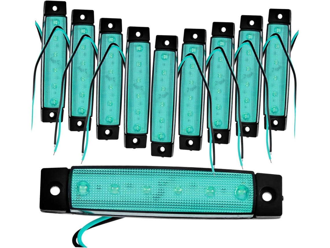 Kit Com 10-luzes De Sinalização Lateral Led Verdes Toyandona Em Abs Para Caminhões E Motocicletas, Fáceis De Usar E