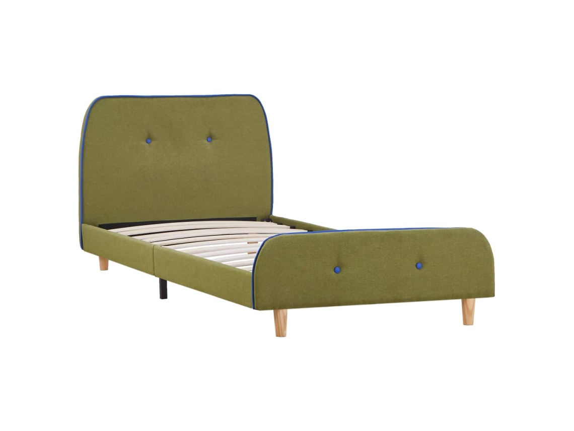 Cama De Solteiro | Cama De Adulto | Estrutura De Cama 90x200 Cm Tecido Verde Wsd831679