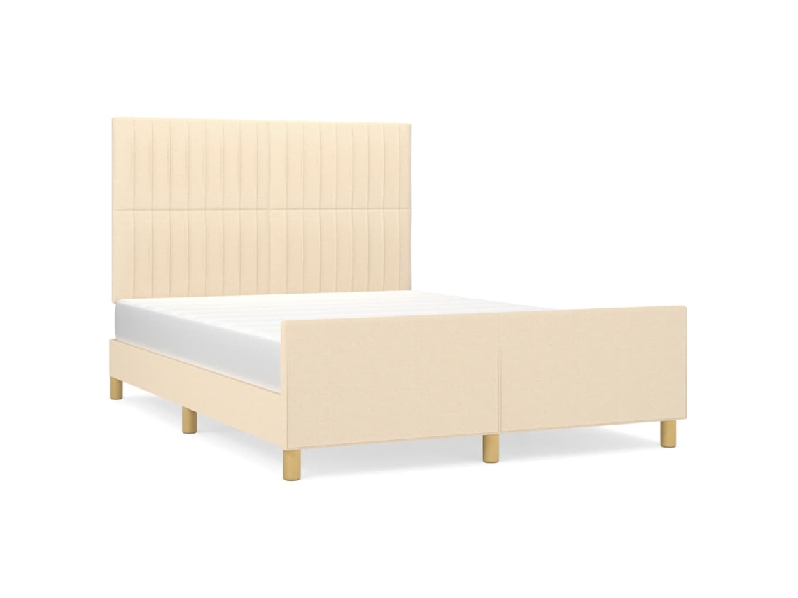 Bed Frame With Headboard, Bed Frames With Headboards Vidaxl Creme Tecido (140 X 200 Cm)