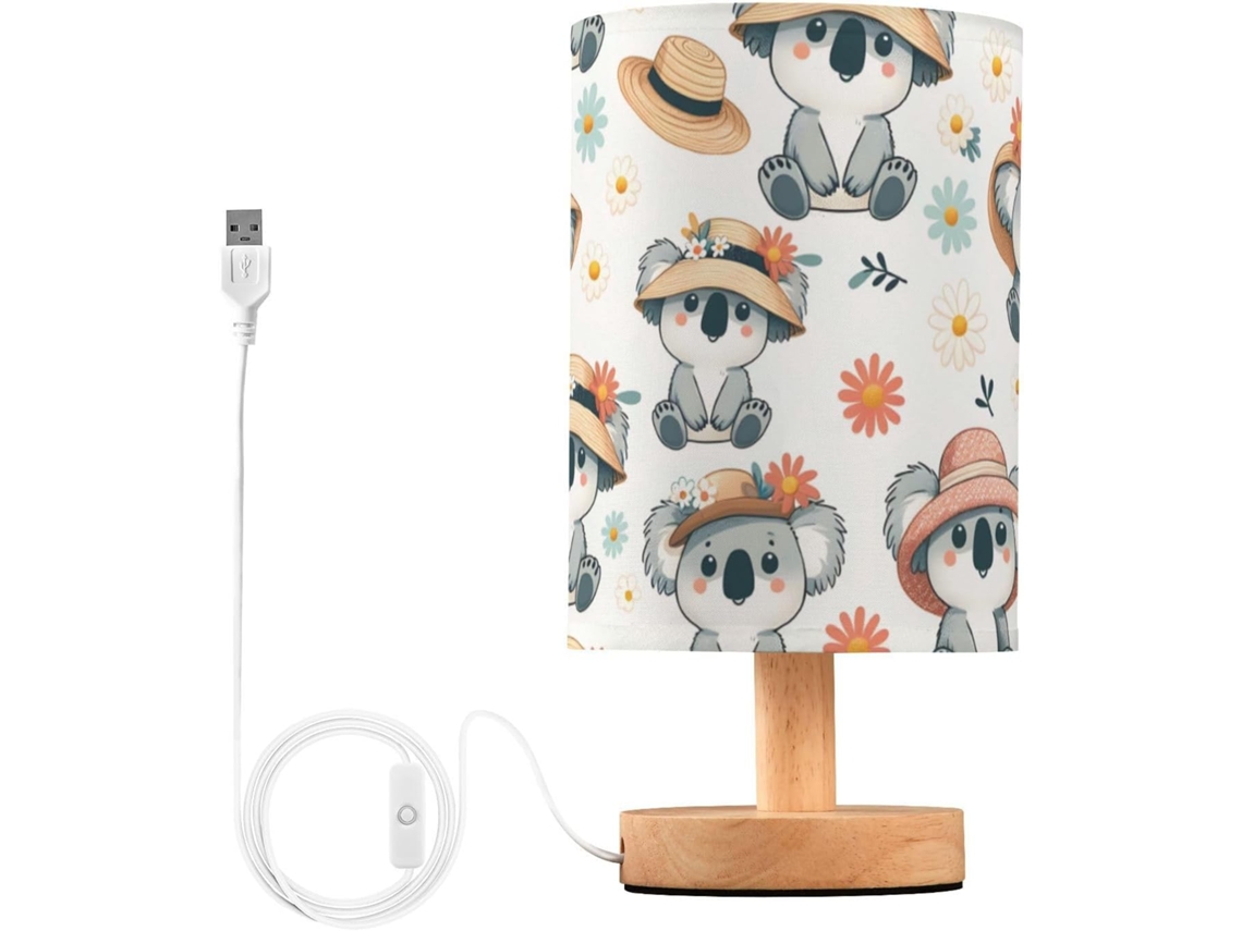 Luminária De Mesa Mnsruu Para Quarto, Sala De Estar, Coala Usando Chapéu, Luminárias De Cabeceira Com Portas