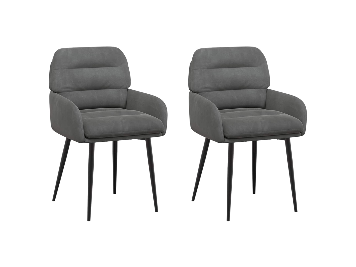 Conjunto 2 Cadeira De Jantar Vidaxl Cinzento Escuro Veludo (59 X 59,5 X 90 Cm)