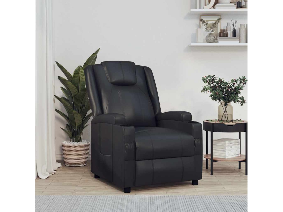 Vidaxl Poltrona Reclinável Couro Artificial Preto