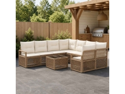 Vidaxl Conjunto De Sofá De Jardim 9 Unid. Bege Vime Pe