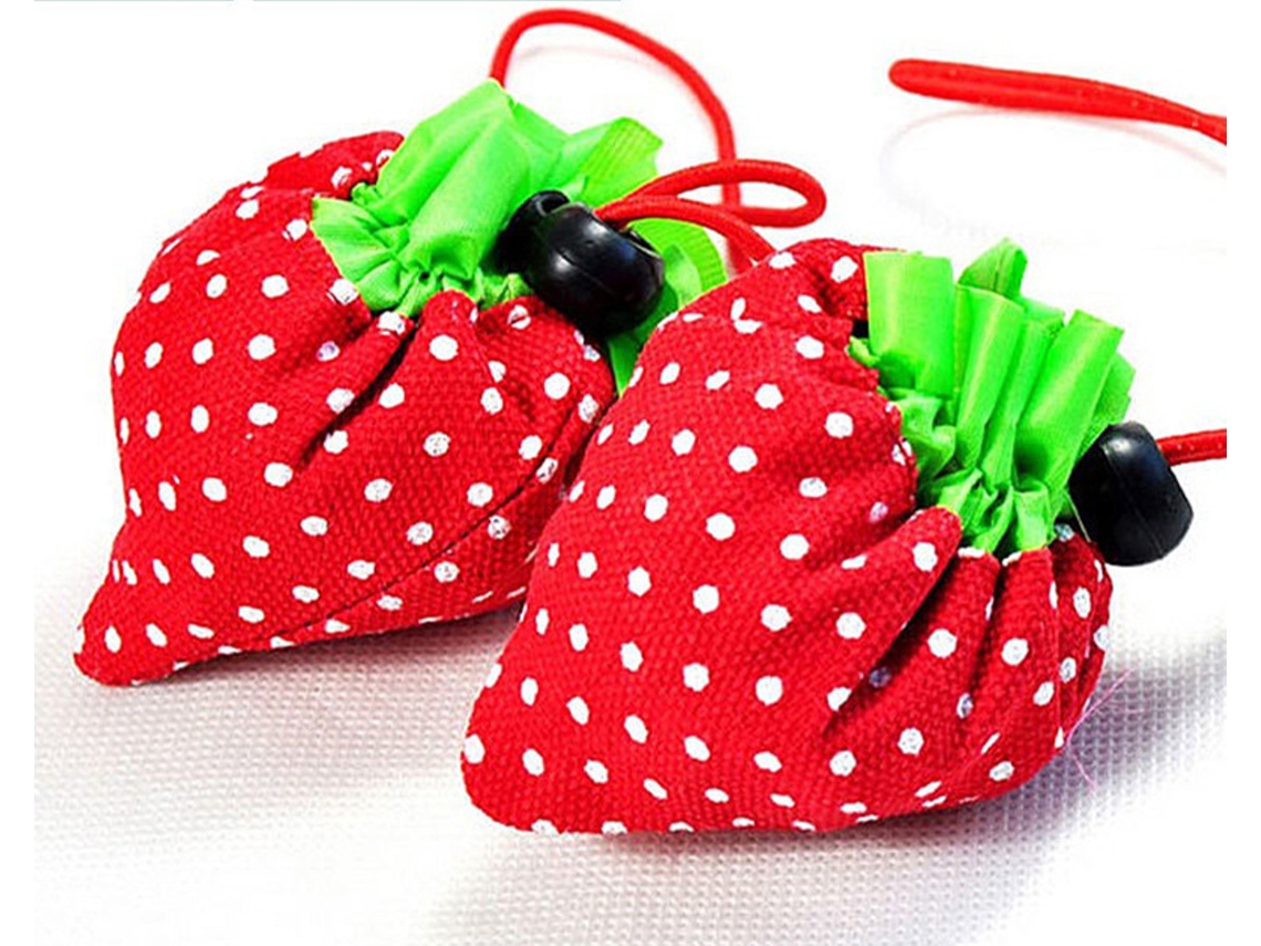 2 Sacolas De Compras Reutilizáveis ​​e Dobráveis ​​(morango)