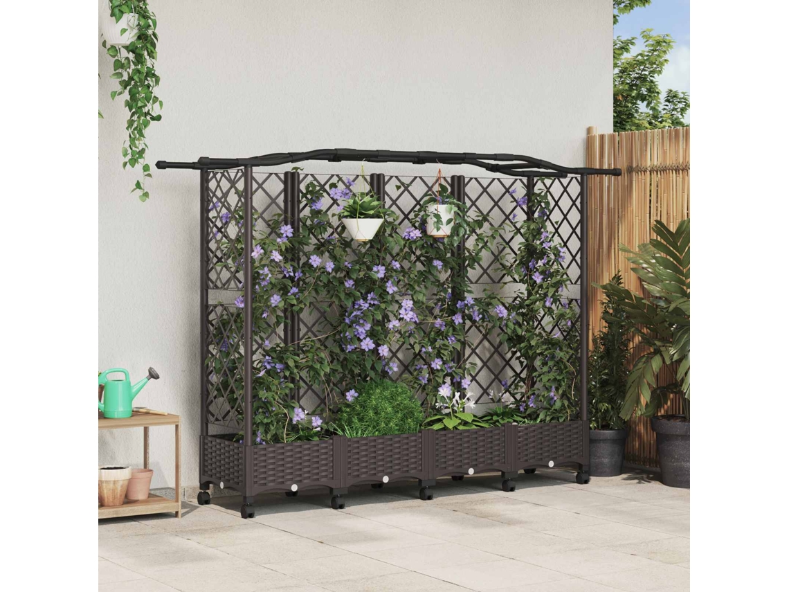 Vidaxl Cama Elevada Com Treliça E Telhado Castanho 203,5 X 40 X 129 Cm