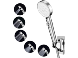 Ducha de Alta Pressão com 5 Modos, Botão de Pausa, Desmontável, Preto, Tamanho 4 Plata (S/MARCA)