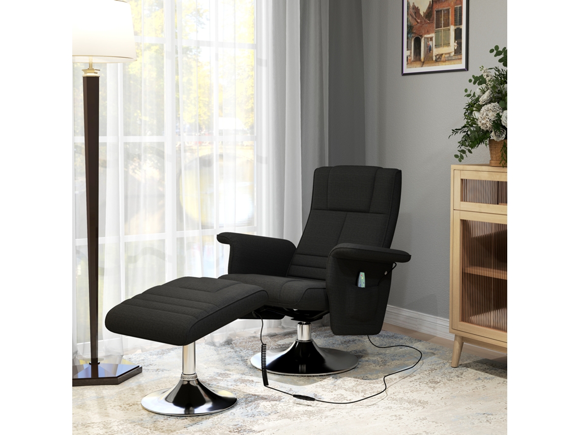 Massage Chair With Stool, Tilting Backrest, 78 X 95 X 88 Cm, Black